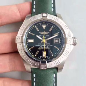 Replica Breitling Avenger II Seawolf A1733110/BC30/435X/A20BASA.1 Green Leather Strap GF Factory Black Dial