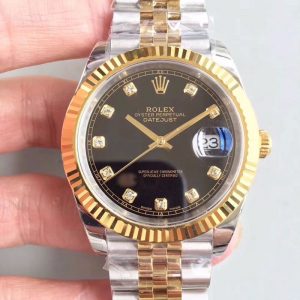 Replica Rolex Datejust II M126333-0013 EW Factory Diamond-encrusted Black Dial