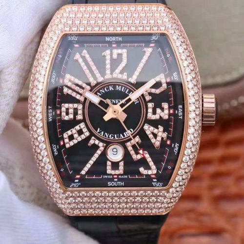 Replica Franck Muller Vanguard 18K Rose Gold V45.SC.DT.D.NBR.CD.5N.NR Black Dial