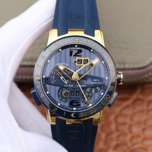 Replica Ulysse Nardin El Toro 322-00-3/BQ All Working GMT Calendar 18K Yellow Gold Blue Dial