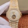 Replica Patek Philippe Nautilus Jumbo 5711 Tourbillon R8 Factory 18K Yellow Gold Diamond Dial