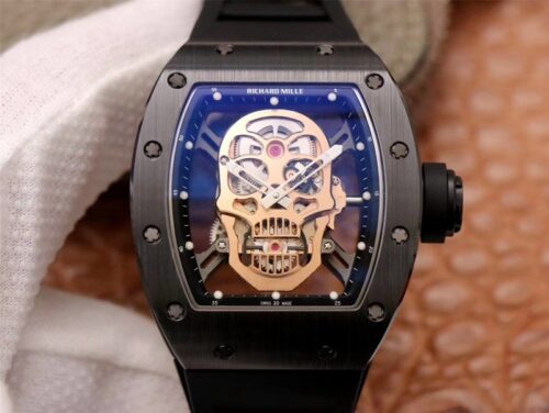 Replica Richard Mille RM052-01 ZF Factory Black Ceramic Rose Gold Skull Dial