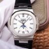 Replica Patek Philippe Nautilus 5726/1A-010 PF Factory Moonphase Black Leather Strap