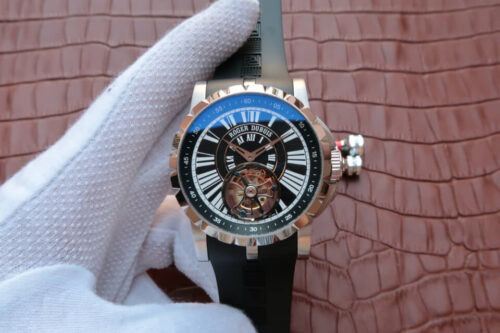 Replica Roger Dubuis Hommage Tourbillon JB Factory Black Strap