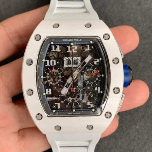 Replica Richard Mille RM-011 KV Factory White Rubber Strap