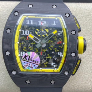 Replica Richard Mille RM-011 KV Factory Black Rubber Strap