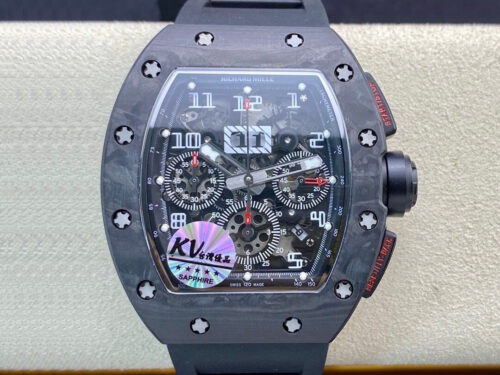 Replica Richard Mille RM011 KV Factory Black Rubber Strap