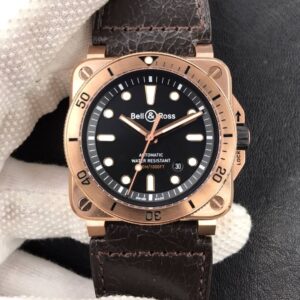 Replica Bell & Ross BR0392-D-BL-BR/SCA Gold Bezel