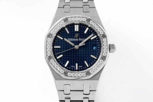 Replica Audemars Piguet Royal Oak 77351ST.ZZ.1261ST.01 8F Factory Blue Dial Diamond-Set Bezel