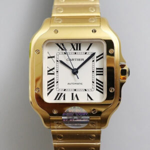 Replica Cartier De Santos W20112Y1 BV Factory White Dial Yellow Strap