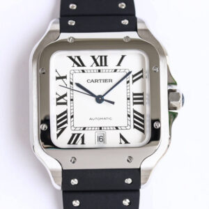 Replica Cartier Santos WSSA0018 GF Factory V2 Black Rubber Strap