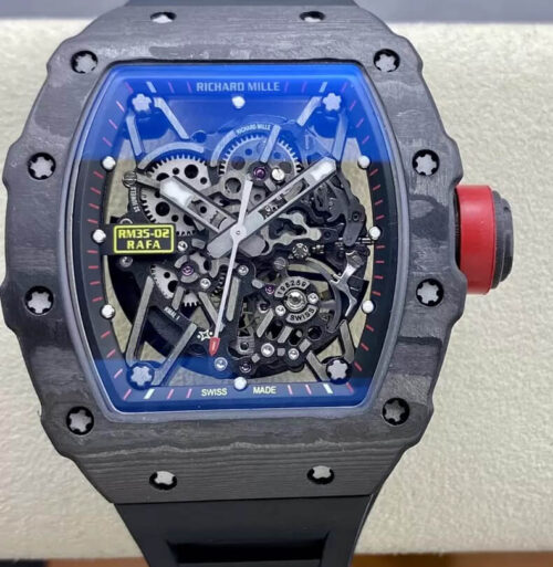 Replica Richard Mille RM35-02 T+ Factory NTPT Black Rubber Strap