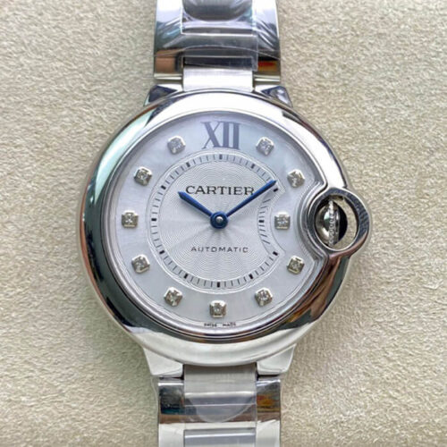 Replica Ballon Bleu De Cartier WE902074 33MM V6 Factory Silver Stainless Steel Strap