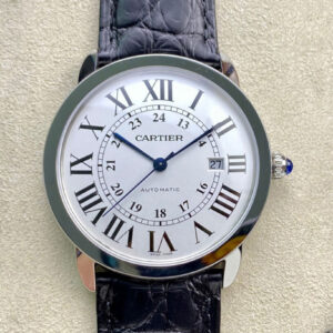 Replica RONDE DE CARTIER W6701010 AF Factory Leather Strap White Dial