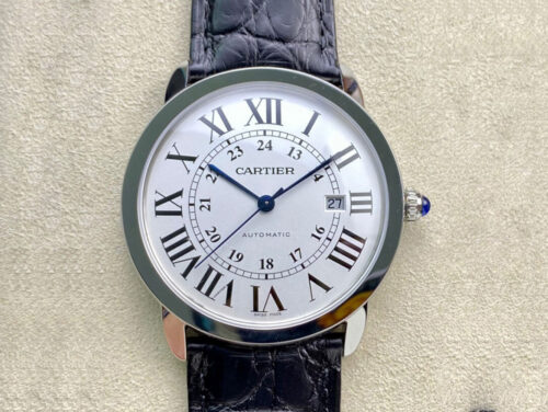 Replica RONDE DE CARTIER W6701010 AF Factory Leather Strap White Dial