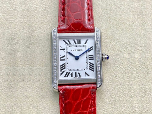 Replica Cartier Tank 27MM K11 Factory V2 Red Leather Strap