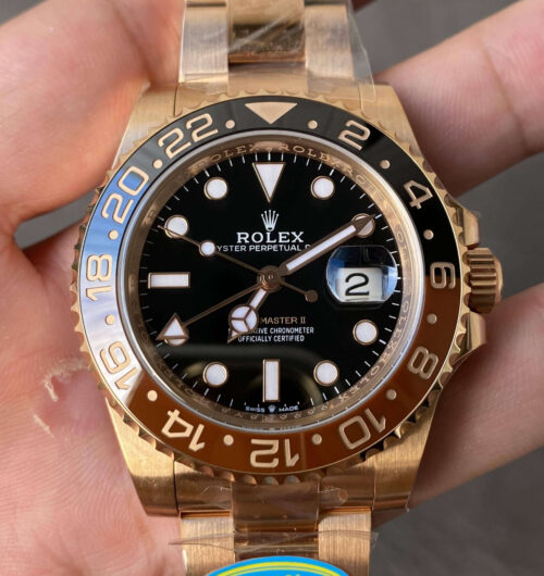 Replica Rolex GMT Master II M126715CHNR-0001 Clean Factory V3 Gold Strap