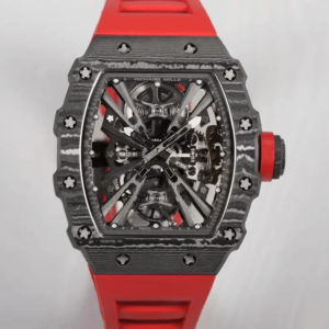 Replica Richard Mille RM12-01 Tourbillon RM Factory Skeleton Dial Red Strap