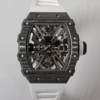 Replica Richard Mille RM12-01 Tourbillon RM Factory Carbon Fiber White Rubber Strap