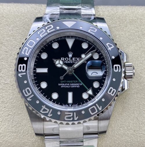 Replica Rolex Greenwich II M126710rnr-0004 GMT ARF factory black gray ceramic bezel - Replica Watches Factory